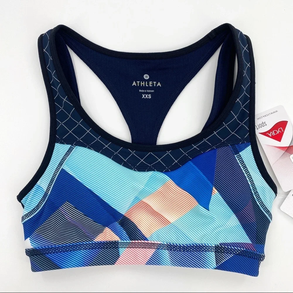 Athleta Electric Geo Triple Dare Sports Bra Cutout